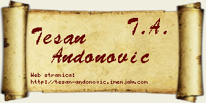 Tešan Andonović vizit kartica